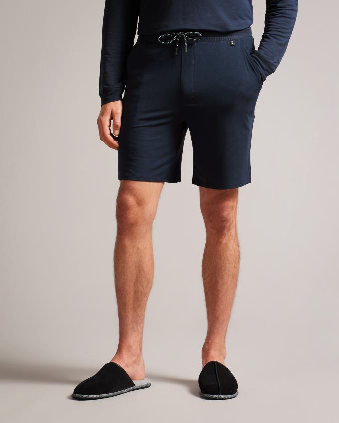 Short Ted Baker Solid Cotton Bleu Marine Homme | ZBM-76296331